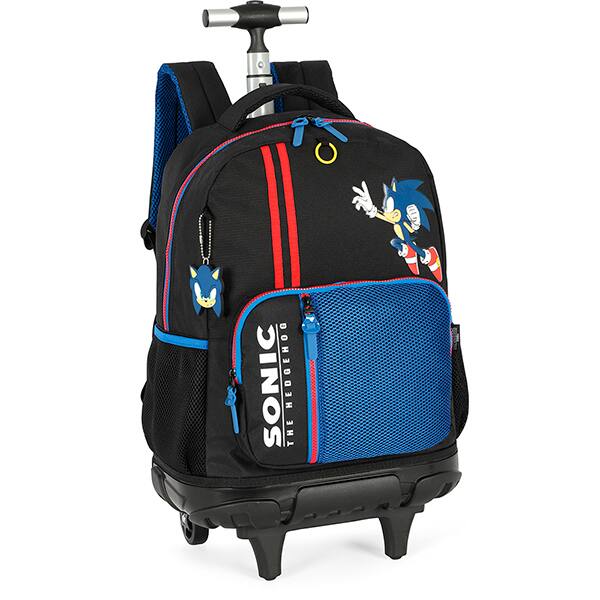 Mochila escolar com rodas, Sonic, Preto com Azul, MC49872SO0, Luxcel - PT 1 UN Mochila escolar com rodas, Sonic, Preto com Azul, MC49872SO0, Luxcel - PT 1 UN