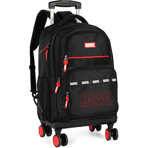 Mochila escolar em poliéster com rodas Marvel, Preta, MC50032AG0, Luxcel - PT 1 UN