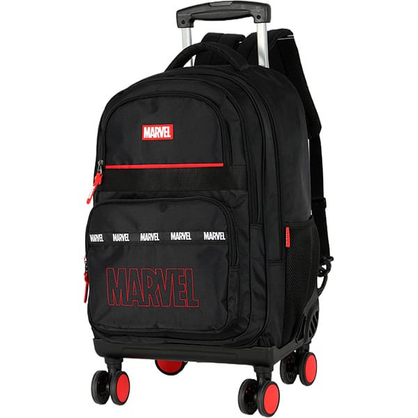 Mochila escolar em poliéster com rodas Marvel, Preta, MC50032AG0, Luxcel - PT 1 UN