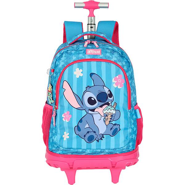 Mochila escolar com rodas, Stitch, Azul com rosa, MC50102SC0310U, Luxcel - PT 1 UN Mochila escolar com rodas, Stitch, Azul com rosa, MC50102SC0310U, Luxcel - PT 1 UN