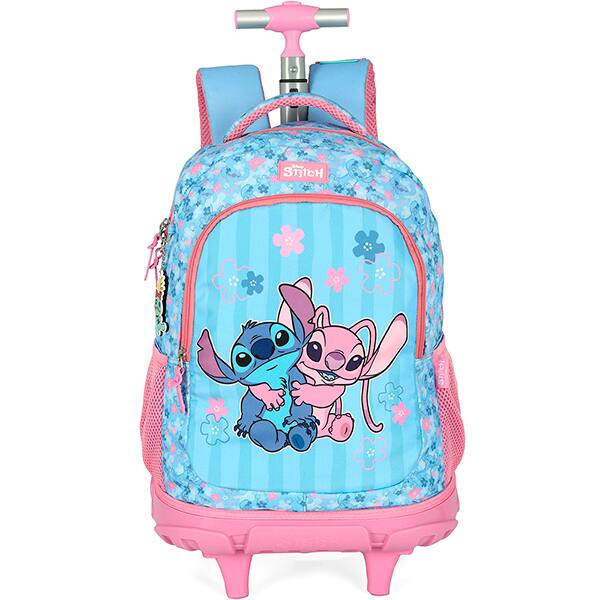 Mochila escolar com rodas, Stitch, Azul com rosa, MC50102SC0300U, Luxcel - PT 1 UN Mochila escolar com rodas, Stitch, Azul com rosa, MC50102SC0300U, Luxcel - PT 1 UN