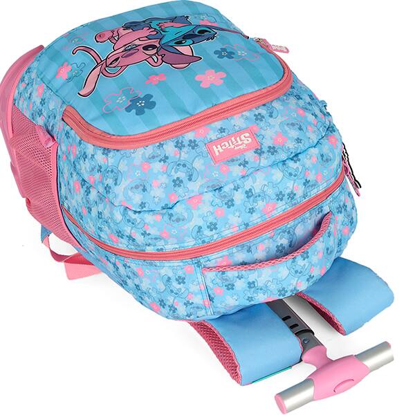 Mochila escolar com rodas, Stitch, Azul com rosa, MC50102SC0300U, Luxcel - PT 1 UN Mochila escolar com rodas, Stitch, Azul com rosa, MC50102SC0300U, Luxcel - PT 1 UN