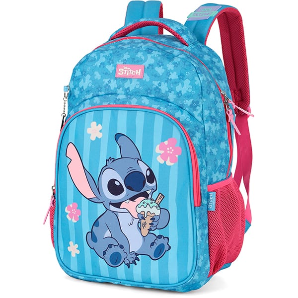 Mochila escolar em poliéster, Stitch, Azul com rosa, MS50101SC0310U, Luxcel - PT 1 UN Mochila escolar em poliéster, Stitch, Azul com rosa, MS50101SC0310U, Luxcel - PT 1 UN