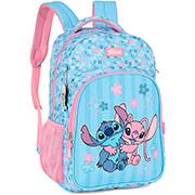 Mochila escolar em poliéster, Stitch. Azul com rosa, MS50101SC0300U, Luxcel - PT 1 UN