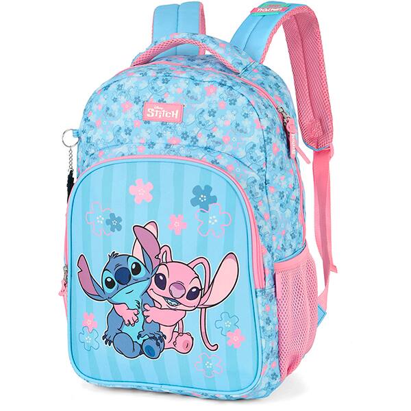 Mochila escolar em poliéster, Stitch. Azul com rosa, MS50101SC0300U, Luxcel - PT 1 UN Mochila escolar em poliéster, Stitch. Azul com rosa, MS50101SC0300U, Luxcel - PT 1 UN