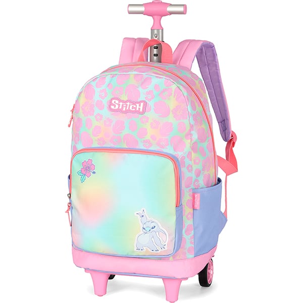 Mochila escolar com rodas, Stitch, Rosa, MC50092SC0300U, Luxcel - PT 1 UN