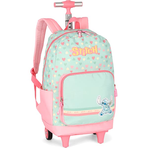Mochila escolar com rodas, Stitch, Verde e Rosa, MC50092SC0100U, Luxcel - PT 1 UN Mochila escolar com rodas, Stitch, Verde e Rosa, MC50092SC0100U, Luxcel - PT 1 UN