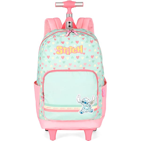 Mochila escolar com rodas, Stitch, Verde e Rosa, MC50092SC0100U, Luxcel - PT 1 UN Mochila escolar com rodas, Stitch, Verde e Rosa, MC50092SC0100U, Luxcel - PT 1 UN