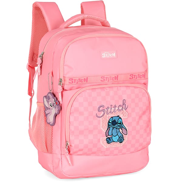 Mochila escolar em poliéster Stitch, Rosa, MS50051SC0300U, Luxcel - PT 1 UN