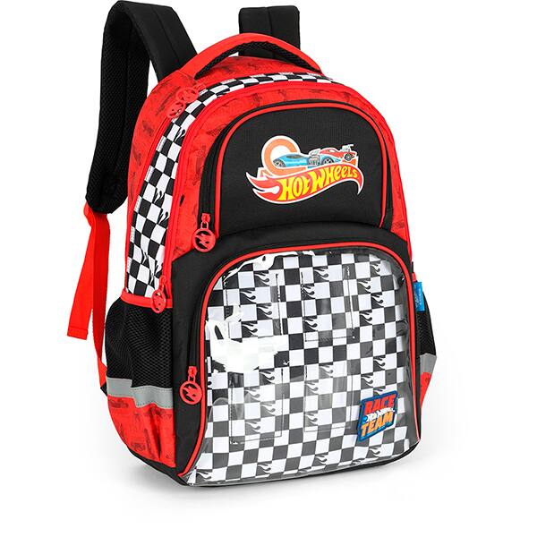 Mochila escolar em poliéster, Hot Wheels, MS49981HW0, Luxcel - PT 1 UN