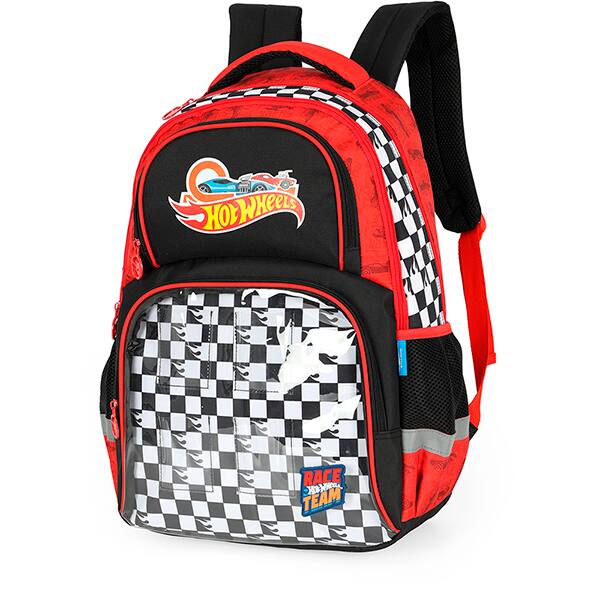 Mochila escolar em poliéster, Hot Wheels, MS49981HW0, Luxcel - PT 1 UN