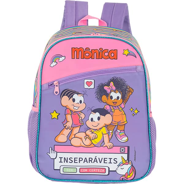 Mochila escolar em poliéster Turma da Mônica, Roxo, Luxcel - PT 1 UN