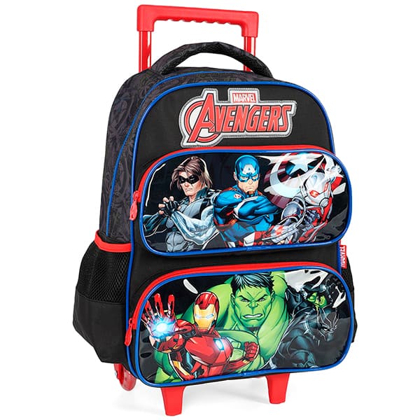 Mochila escolar com rodas Avengers, Preto, IC42352AG0, Luxcel - PT 1 UN Mochila escolar com rodas Avengers, Preto, IC42352AG0, Luxcel - PT 1 UN