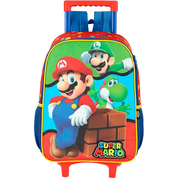 Mochila escolar com rodas, Mario Bros, Vermelho, IC42532MO0, Luxcel - PT 1 UN Mochila escolar com rodas, Mario Bros, Vermelho, IC42532MO0, Luxcel - PT 1 UN