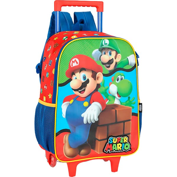 Mochila escolar com rodas, Mario Bros, Vermelho, IC42532MO0, Luxcel - PT 1 UN Mochila escolar com rodas, Mario Bros, Vermelho, IC42532MO0, Luxcel - PT 1 UN