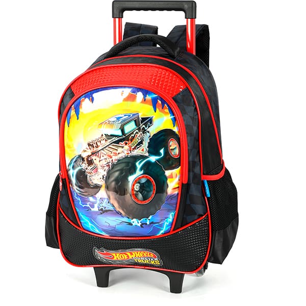 Mochila escolar com rodas, Hot Wheels, Preta, IC42612HW0, Luxcel PT 1 UN Mochila escolar com rodas, Hot Wheels, Preta, IC42612HW0, Luxcel PT 1 UN