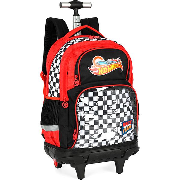 Mochila escolar com rodas, Hot Wheels Vermelho, MC49982HW0, Luxcel - PT 1 UN