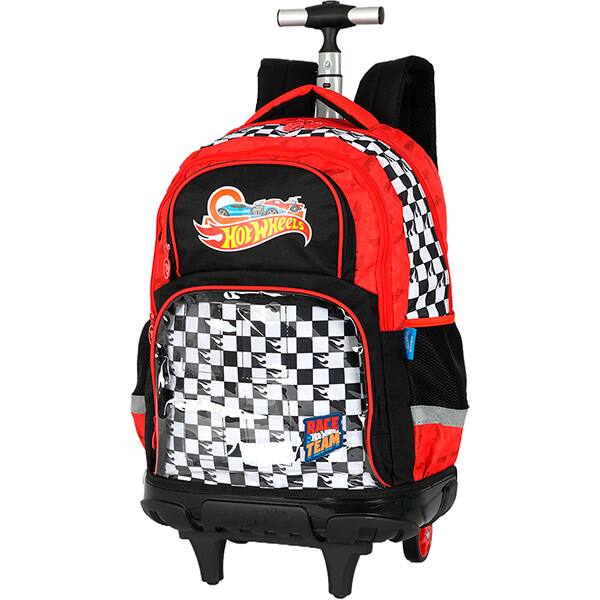 Mochila escolar com rodas, Hot Wheels Vermelho, MC49982HW0, Luxcel - PT 1 UN