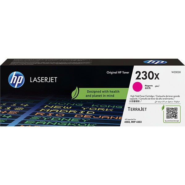 Toner HP 230X, Magenta, Laserjet Original (W2303X), Para HP LaserJet Pro 4203cdn, 4203dn, 4203dw, 4303dw, 4303fdn, 4303fdw, CX 1 UN