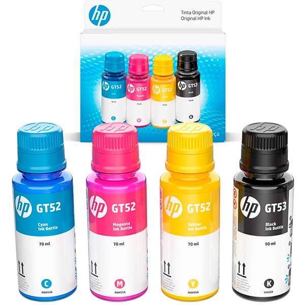 Kit Garrafa de tinta HP GT (9F3N4AL) para Smart Tank Preto, Ciano, Magenta, Amarelo, HP - CX 1 UN