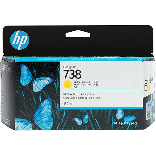 Cartucho HP 738 Amarelo, 130ml, Original (498N7A), Para DesignJet T850 e T950, HP - CX 1 UN