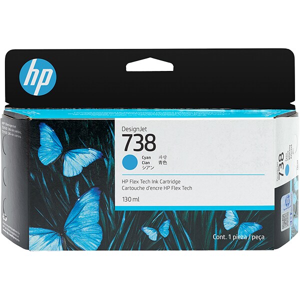 Cartucho HP 738 Ciano, 130ml, Original (498N5A), Para DesignJet T850 e T950, HP - CX 1 UN