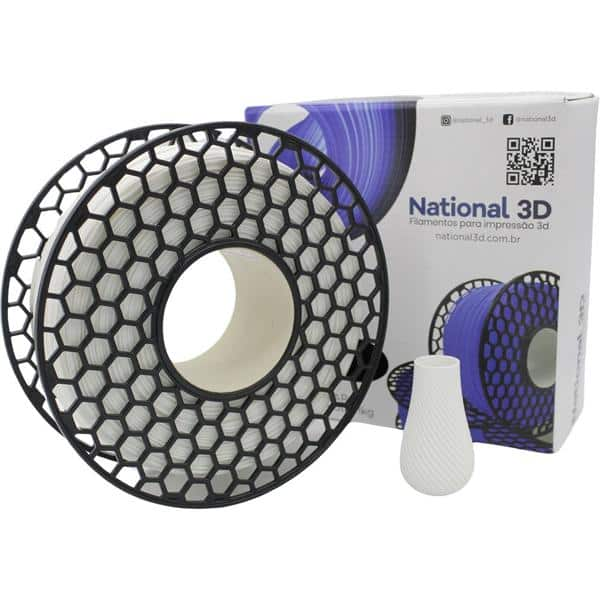 Filamento ABS para impressora 3D, Branco, National 3D - CX 1 UN