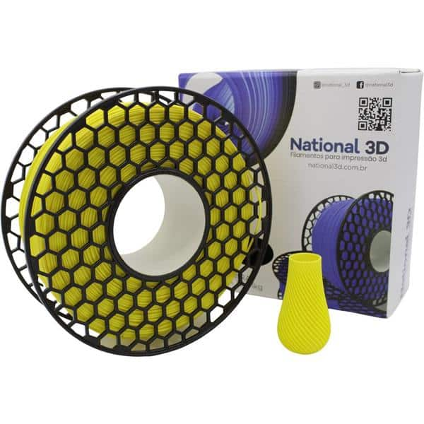 Filamento ABS para impressora 3D, Amarelo, National 3D - CX 1 UN