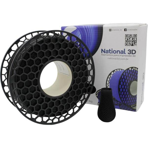 Filamento ABS para impressora 3D, Preto Piano, National 3D - CX 1 UN