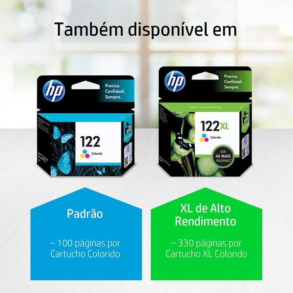 Cartucho de tinta HP 122 Colorido Original (CH562HB) HP Deskjet 1000 - J110a, 2000 - J210a, 2050 - J510a, 3050 - J610a, HP - CX 1 UN