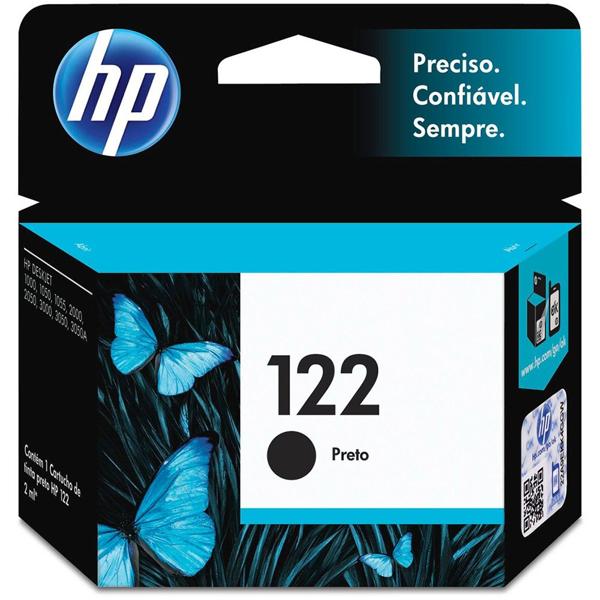 Cartucho de Tinta HP 122 Preto Original (CH561HB) Para HP HP Deskjet 1000 - J110a; 2000 - J210a; 2050 - J510a; 3050 - J610a, HP - CX 1 UN