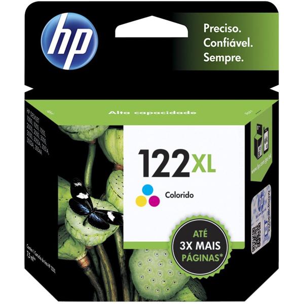 Cartucho de Tinta HP 122XL Colorido Original (CH564HB) Para HP Deskjet 1000 - J110a, 2000 - J210a, 2050 - J510a, 3050 - J610a, HP - CX 1 UN