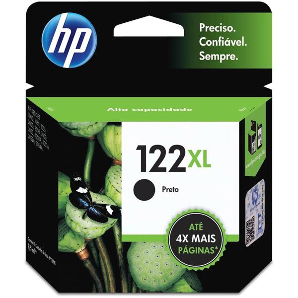 Cartucho de Tinta HP 122XL Preto Original (CH563HB) Para HP Deskjet 1000 - J110a; 2000 - J210a; 2050 - J510a; 3050 - J610a, HP - CX 1 UN