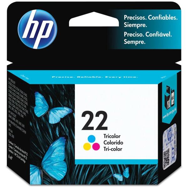 Cartucho HP 22 Colorido Original (C9352AB) Para HP Officejet J3680, J5508, Deskjet F2224 CX 1 UN