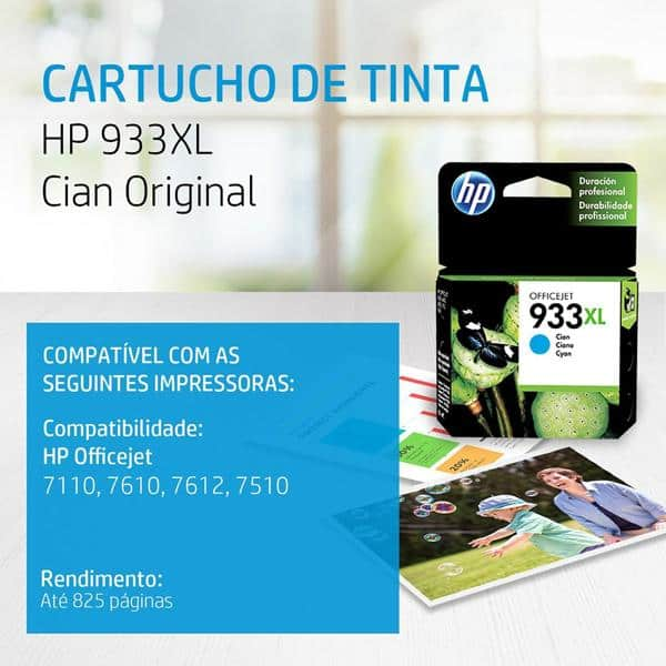 Cartucho HP 933XL Cian Original (CN054AL) Para HP Officejet 7110 CX 1 UN