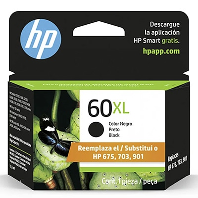 Cartucho de Tinta HP 60XL Preto Original (CC641WB) Para HP Deskjet F4224, F4480, F4580, D1660, Photosmart D110a, C4780, ENVY D410a, Officejet 4000, 4575, 4500, 4680, HP - CX 1 UN