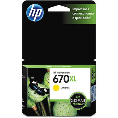 Cartucho HP 670XL Amarelo (CZ120AB) Para HP Deskjet 4615, 4625, 5525 CX 1 UN