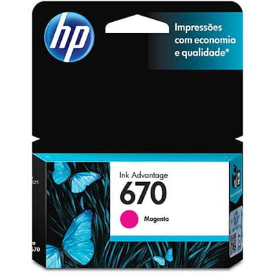 Cartucho de Tinta HP 670 Magenta Original (CZ115AB) para HP Deskjet 4615, 4625, 5525 - CX 1 UN