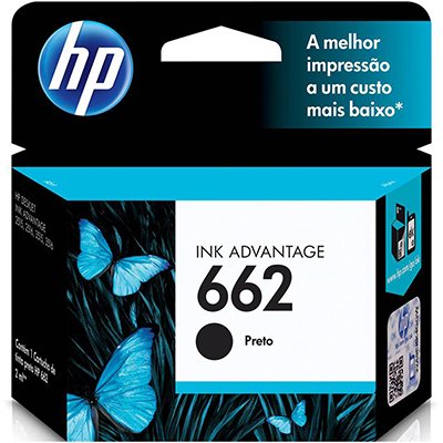 Cartucho HP 662 preto Original (CZ103AB) Para HP Deskjet Ink Advantage 1015, 4645, 2645, 1515, 2515, 3515, 3545, 2545, HP - CX 1 UN