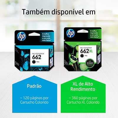 Cartucho de Tinta HP 662XL Preto Original (CZ105AB) Para HP DeskJet 2516, 3516, 3546, 2546, 1516, 4646, 2646, HP - CX 1 UN