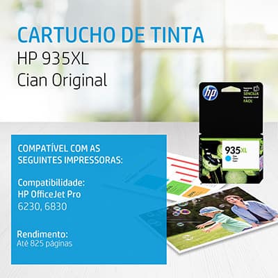 Cartucho HP 935XL Cian Original (C2P24AB) Para HP Officejet 6830, 6230 CX 1 UN