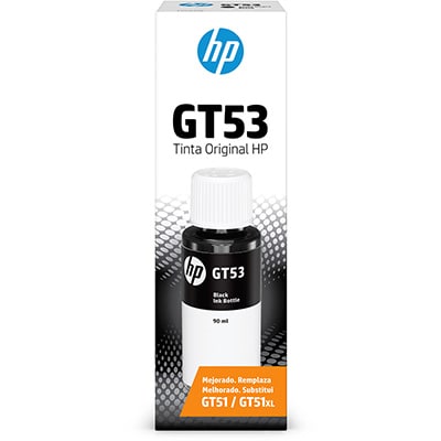 Garrafa de tinta original Preto HP GT53 (1VV22AL) Para HP Smart Tank 515, 519, 530, 615, Plus 551, 500, 514, 517, 532, 617, 618 , HP - CX 1 UN