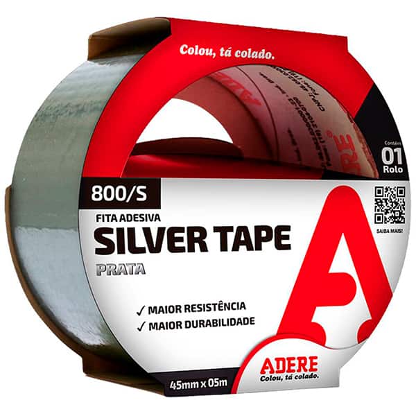 Fita adesiva multiuso silver tape, 45mmx5m, Prata, 800s, Adere - RL 1 UN