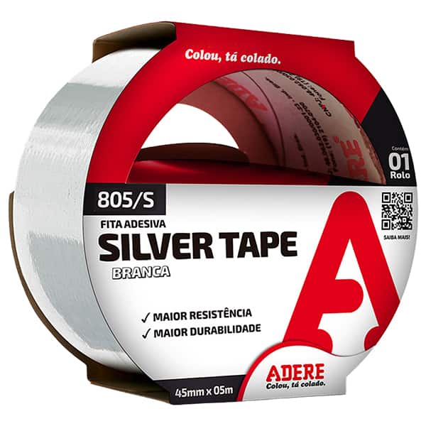 Fita adesiva multiuso 45mmx5m silver tape branca  805s Adere RL 1 UN