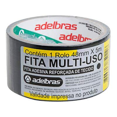 Fita Multi Uso reforçada Silver Tape, 48mmx05m, Preta, Adelbras - PT 1 UN