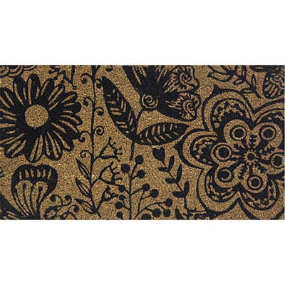 Tapete capacho 60x33cm Floral preto Uzoo PT 1 UN