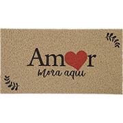 Tapete capacho, Amor mora aqui, Bege, 40 x 75cm, Kapazi - PT 1 UN Tapete capacho, Amor mora aqui, Bege, 40 x 75cm, Kapazi - PT 1 UN