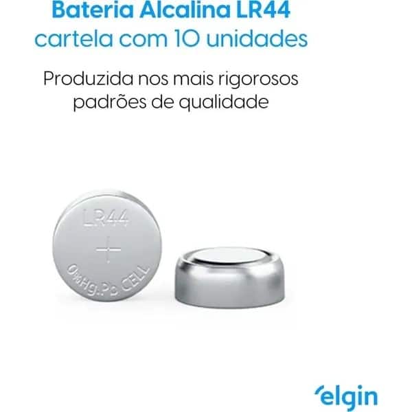 Bateria alcalina 1,5V LR44 C43 Elgin PT 10 UN Bateria alcalina 1,5V LR44 C43 Elgin PT 10 UN