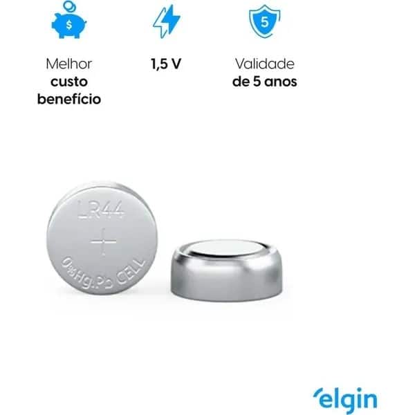 Bateria alcalina 1,5V LR44 C43 Elgin PT 10 UN Bateria alcalina 1,5V LR44 C43 Elgin PT 10 UN