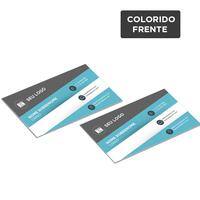 Cartões de Visita 8,5x5,5cm / 4x0 / couché fosco 300g/m² / laminação brilho f/v PT 100 UN